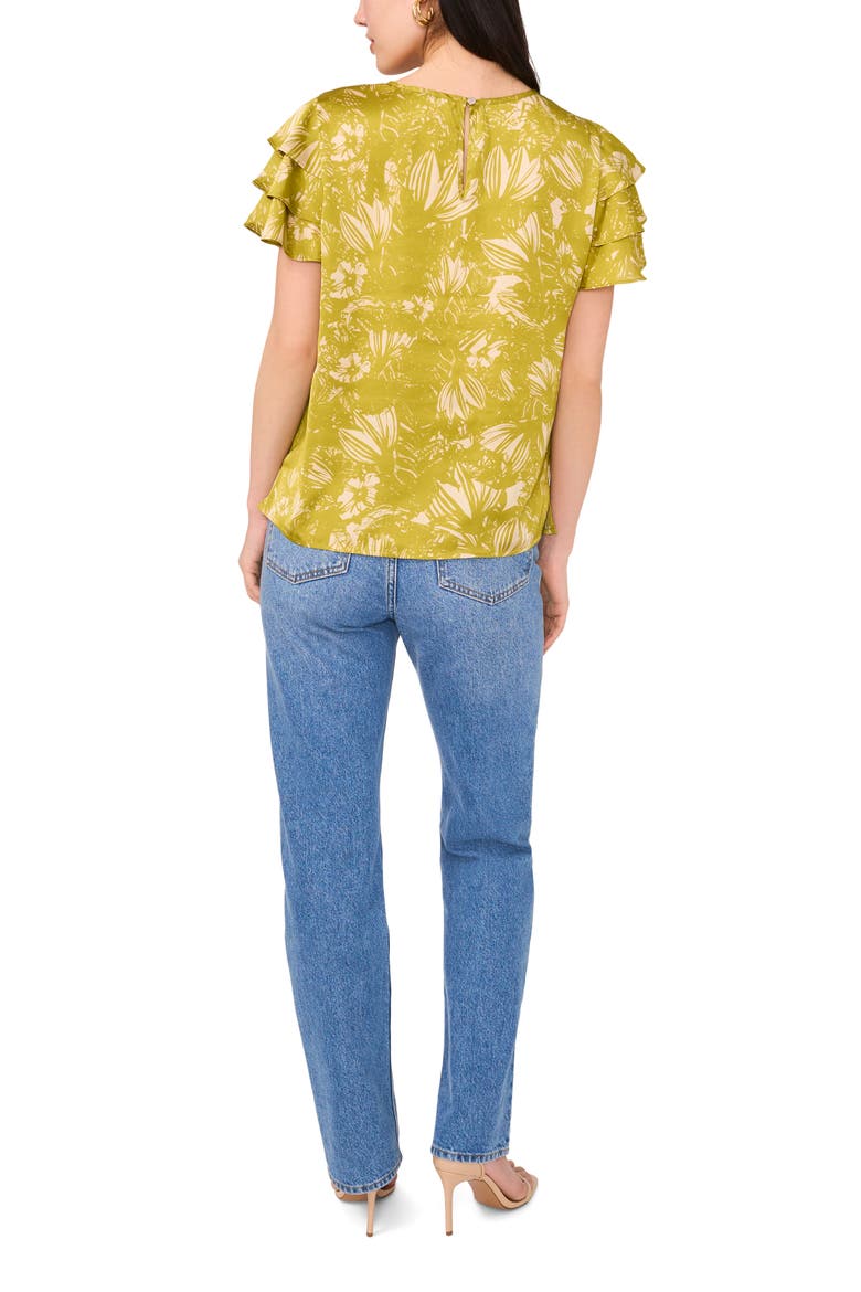 Tiered Ruffle Sleeve Top, Alternate, color, GREEN OASIS
