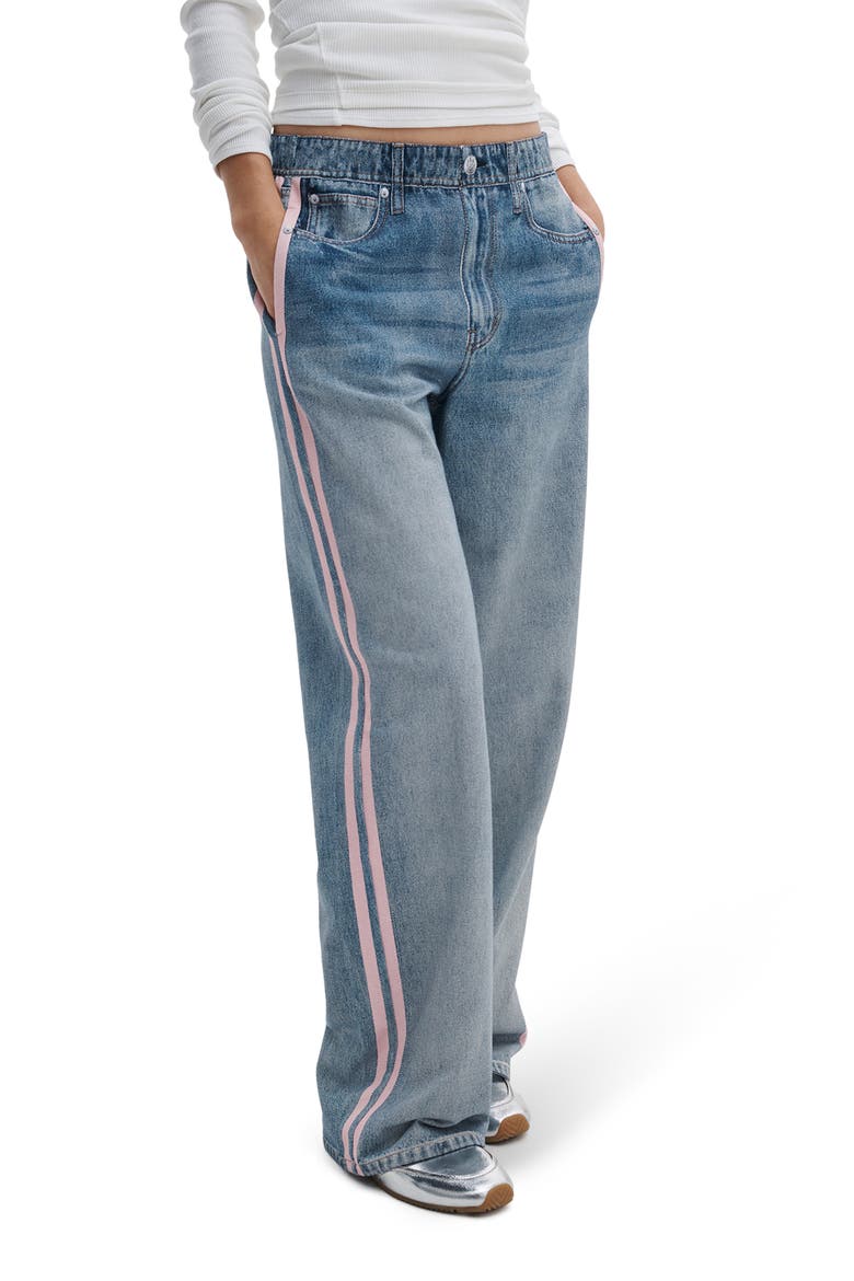 rb Miramar Track Stripe Cotton Terry Sweatpant Jeans, Main, color, BLUE/ PINK STRIPE