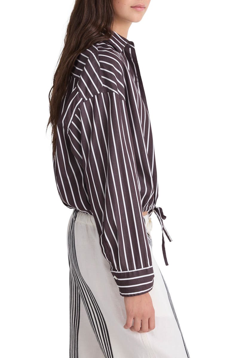 Madewell Drawstring Poplin Button-Up Shirt, Alternate, color, Chocolate Plum