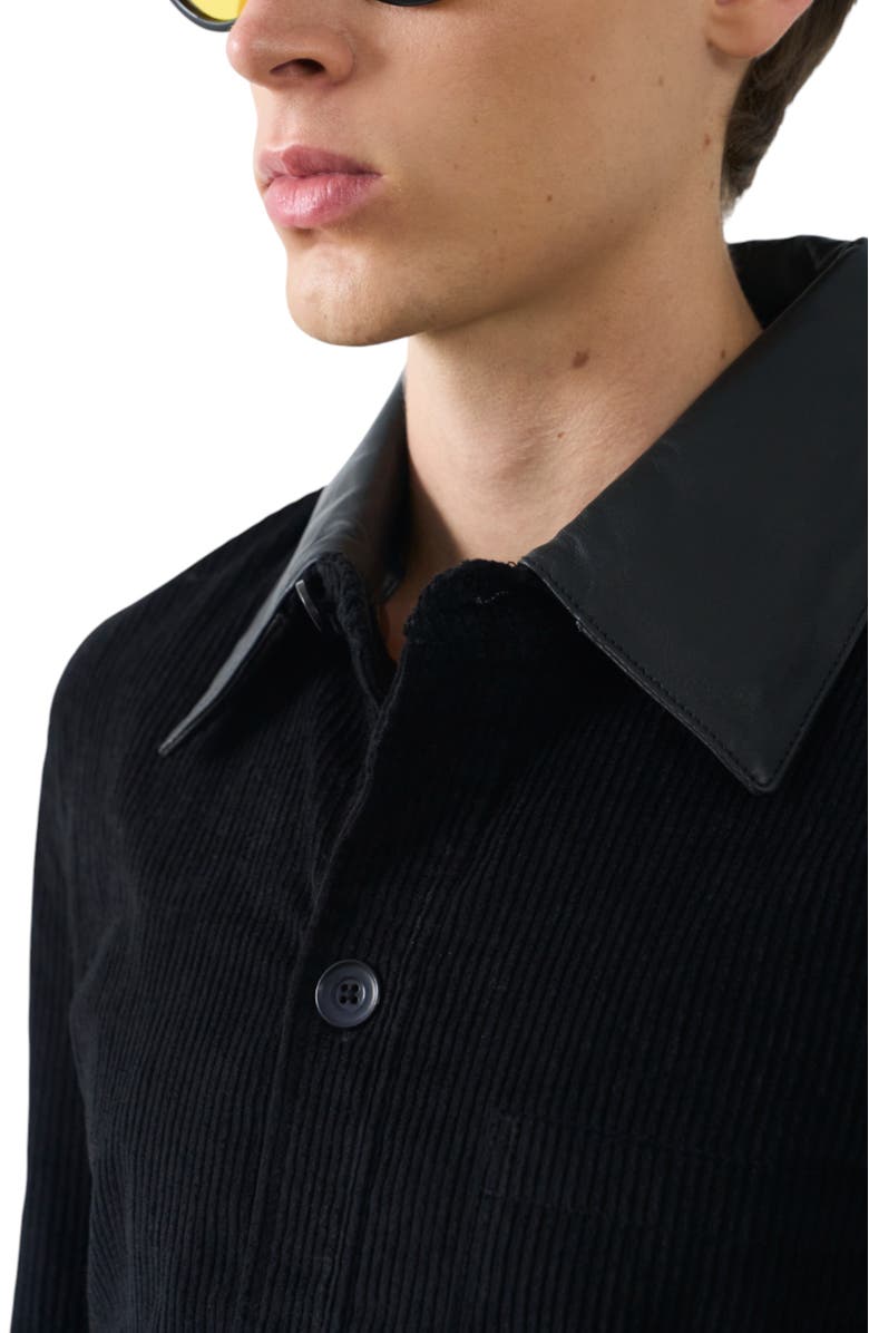 Velez Lumma Corduroy and Leather Parka Jacket, Alternate, color, Black