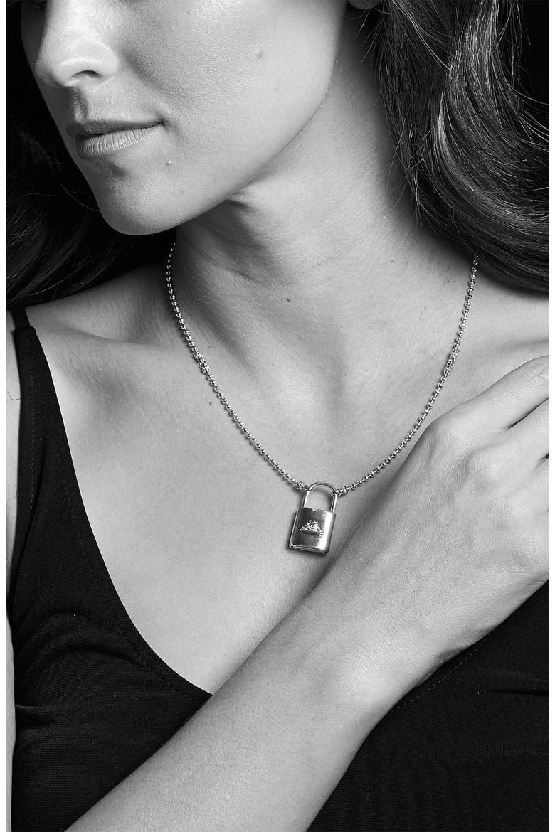 Beloved Large Lock Two-Tone Pendant Necklace, Alternate, color, SILVER