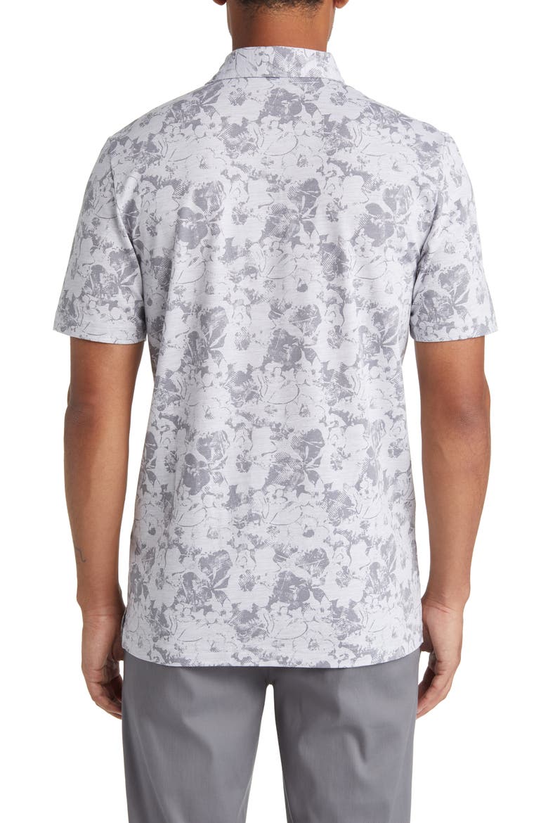 Private Deck Floral Short Sleeve Polo, Alternate, color, HEATHER LIGHT GREY