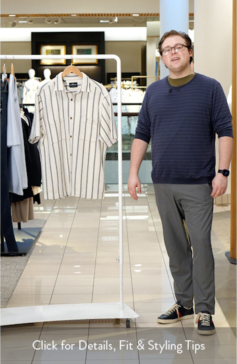 Melford Stripe Short Sleeve Cotton Blend Button-Up Shirt, sales video thumbnail