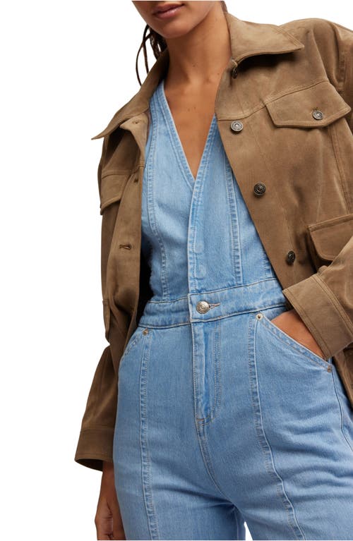 Free People Stratus Cutout Denim Jumpsuit