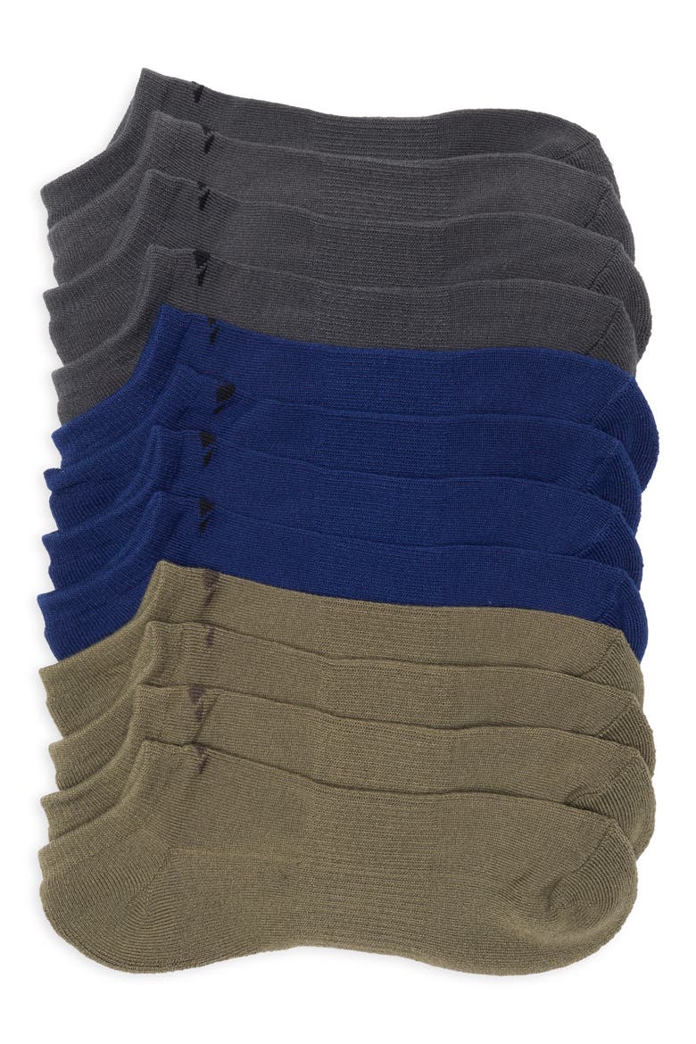 6-Pack Athletic Cushioned No-Show Socks, Main, color, OLIVE STRATA GREEN/ BLUE/ GREY