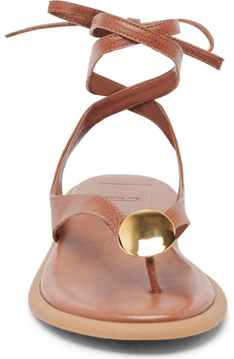 Dolce Vita Judy Ankle Wrap Sandal, Alternate, color, Cognac Leather