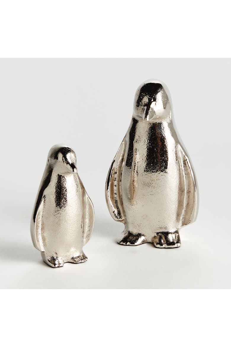 Penguin Pair - Silver Aluminum Sculptures, Set of 2, Alternate, color, Silver