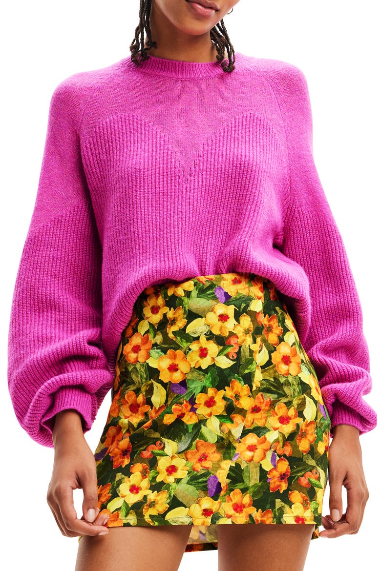 Sena Balloon Sleeve Sweater, Main, color, PINK