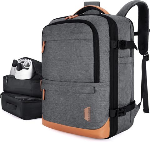 Falco 40L Expandable Airline Approved Carry On Travel Backpack With Packing Cubes & Shoes Organizer
