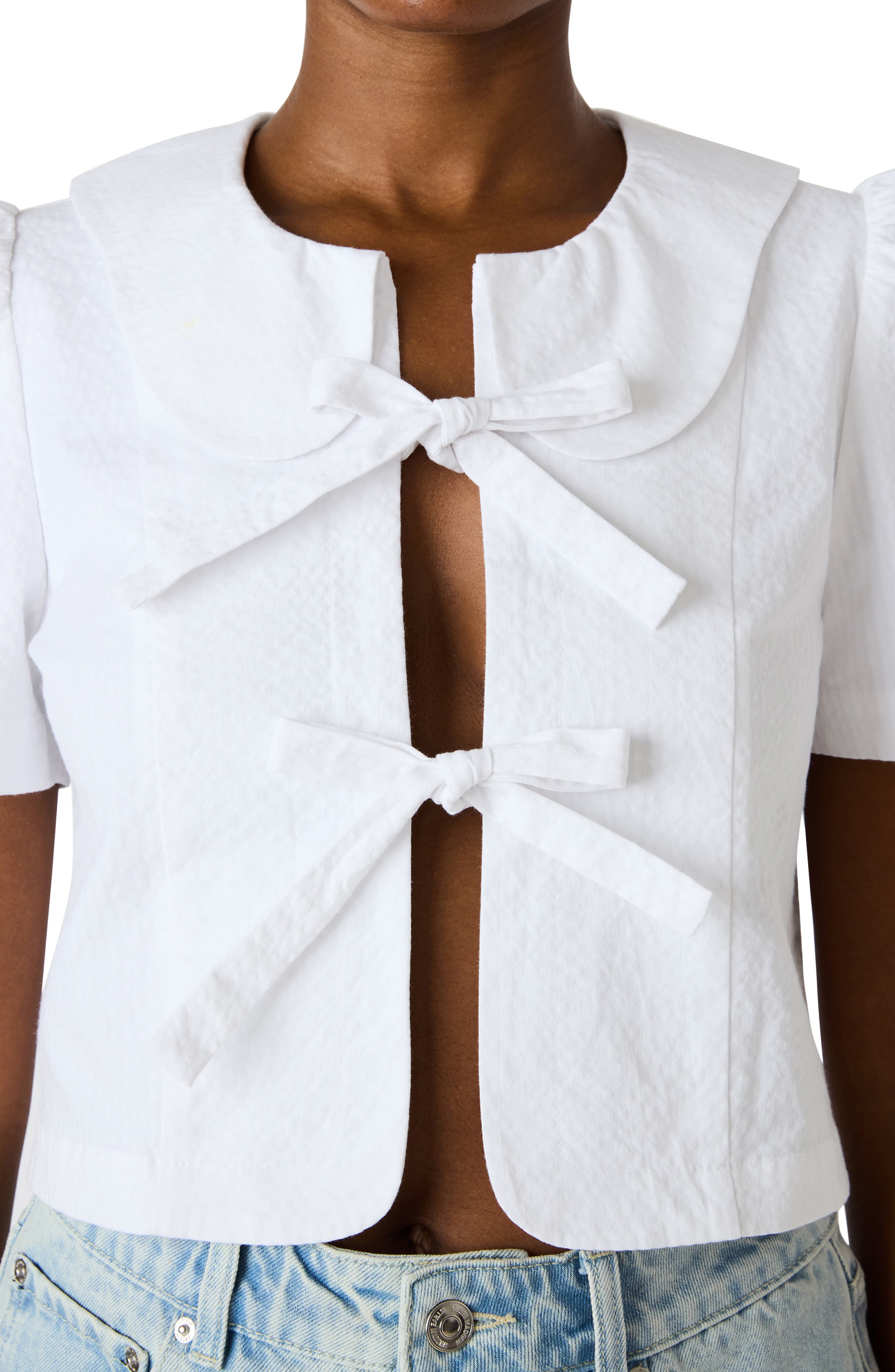 Barrette Tie Front Stretch Cotton Top - image 2