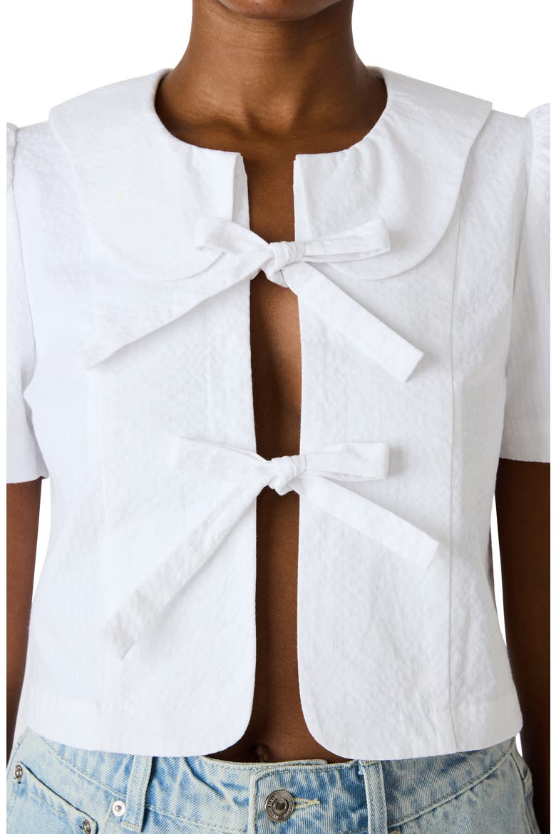 Barrette Tie Front Stretch Cotton Top, Alternate, color, WHITE CAP