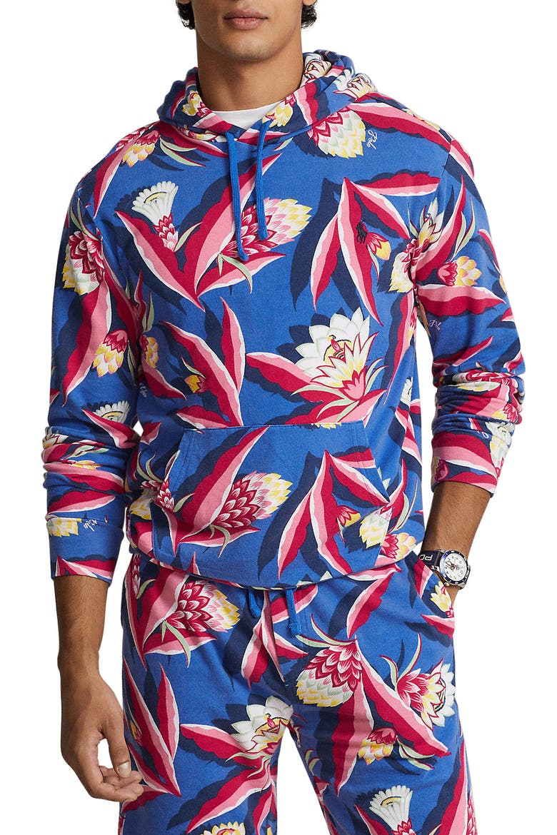 Floral French Terry Hoodie, Main, color, BONHEUR FLORAL/ SPA ROYAL