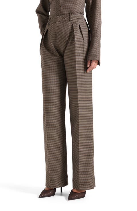 Julie Houndstooth Twin Pleat Trousers
