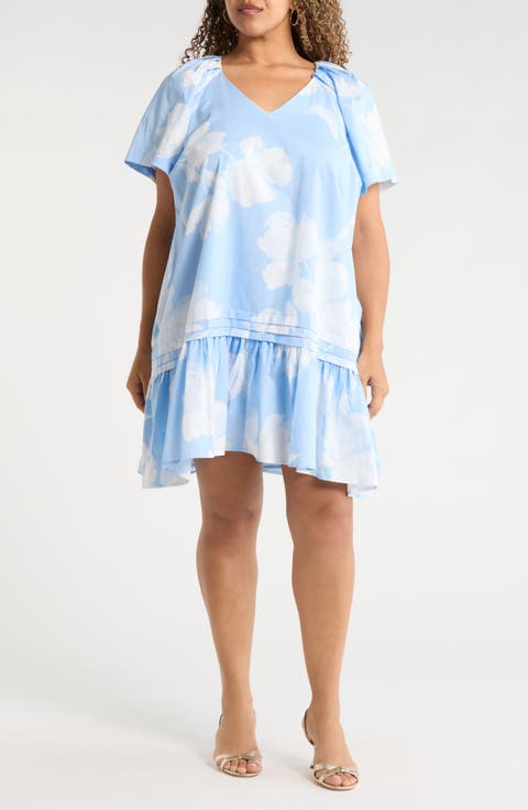 Afina Floral Seruma Shift Minidress (Plus)