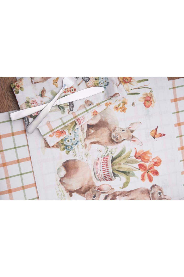 Little Garden Easter Rabbits 100% Cotton Graphic Print Table Runner 14" x 72", Alternate, color, Yellow
