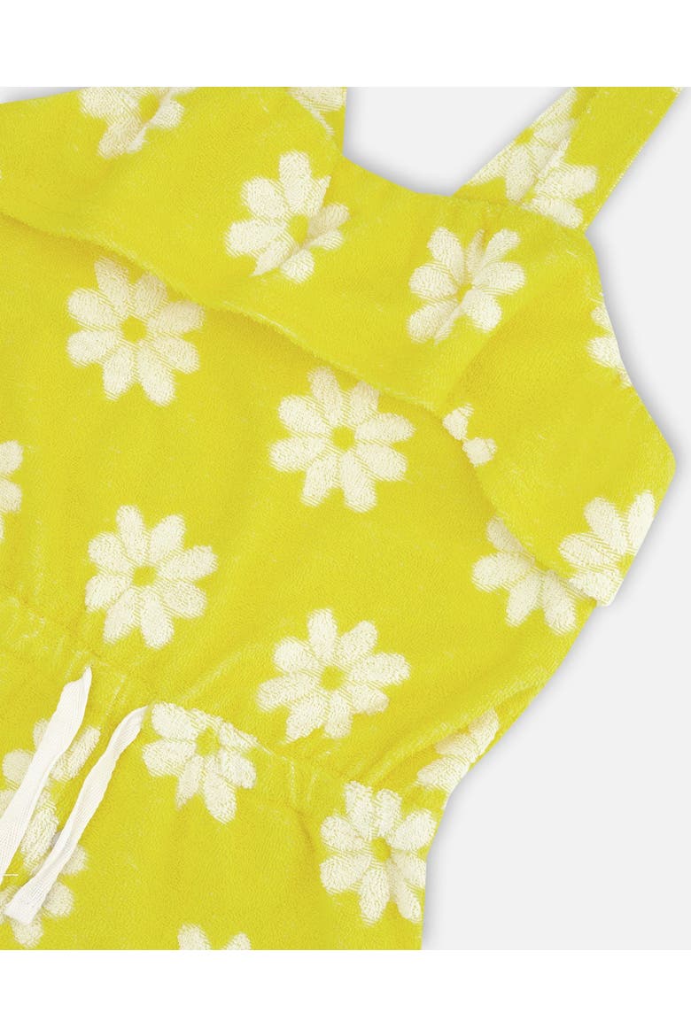 Girl's Terry Cloth Romper Yellow Printed Daisies, Alternate, color, Yellow Printed Daisies