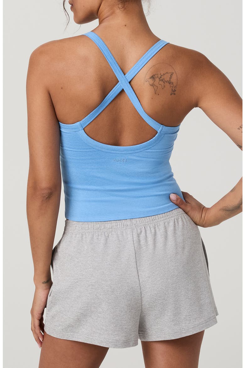 Halo Cross Back Performance Tank, Alternate, color, OASIS BLUE HEATHER