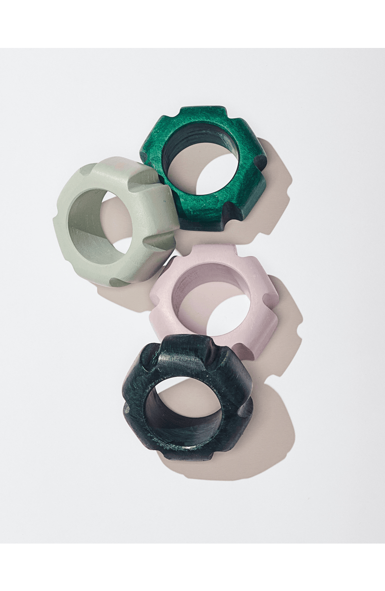 Tortuga Forma Handpainted Asterisk Napkin Rings Set of 4, Main, color, Cool Assorted