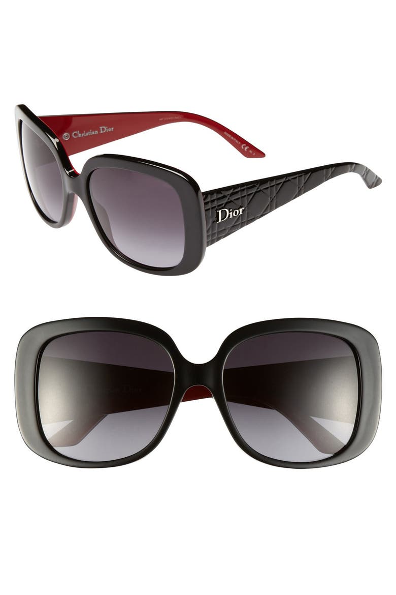 'Ladylady' 56mm Sunglasses, Main, color, BLACK/ RED