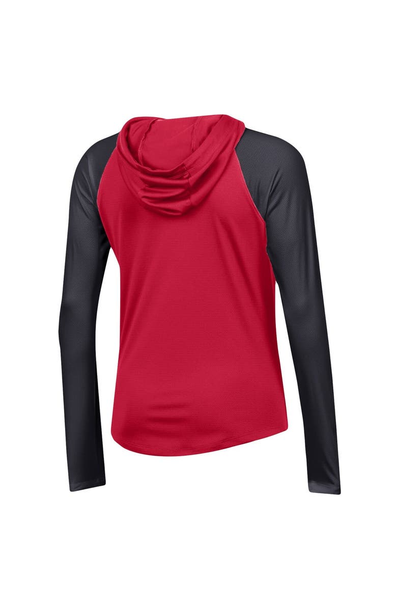 Under Armour Women's Under Armour Red Maryland Terrapins Gameday Mesh Performance Raglan Hooded Long Sleeve T-Shirt, Alternate, color, 