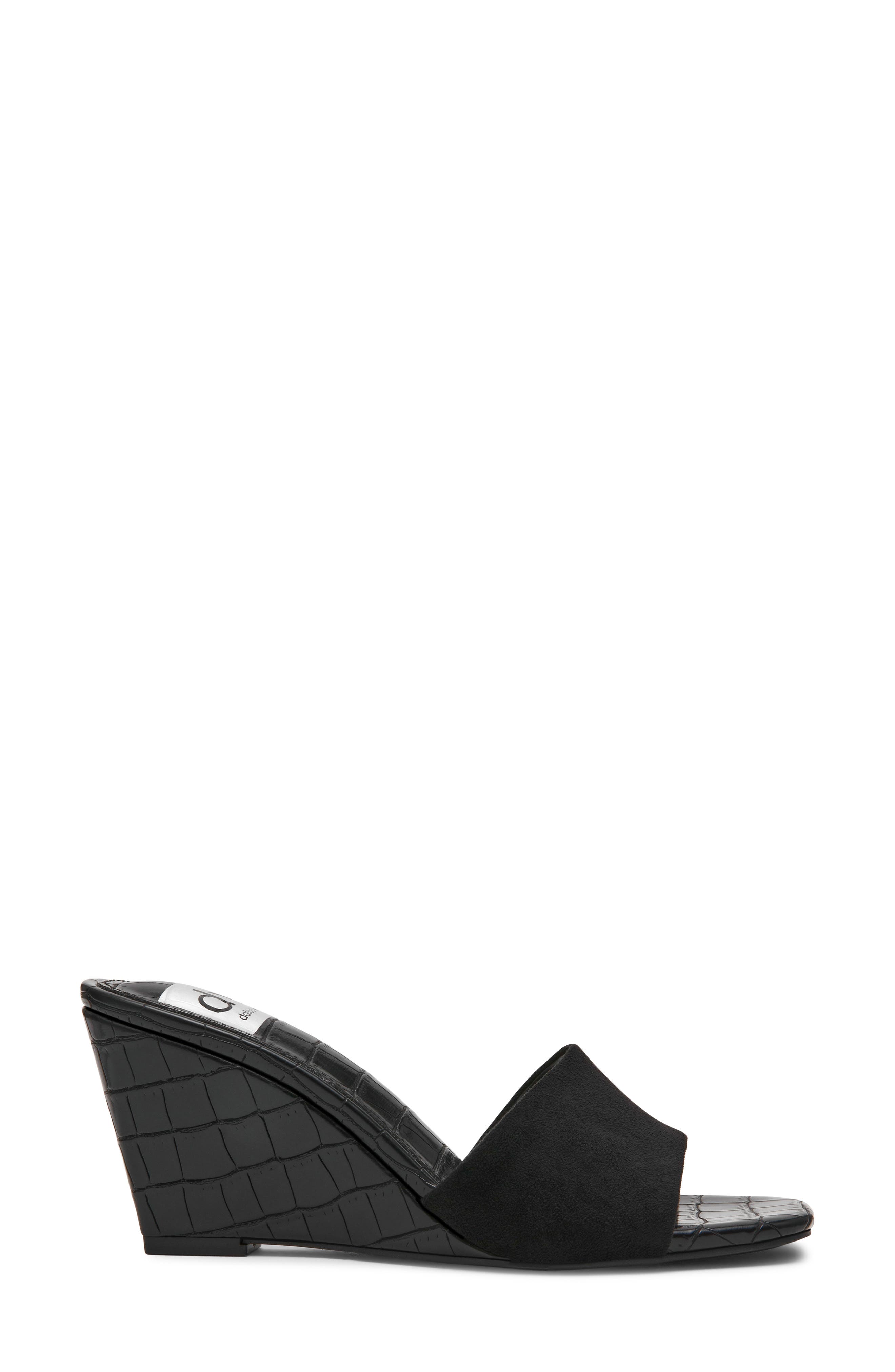 Everess Square Toe Mule, Alternate, color, BLACK FAUX SUEDE
