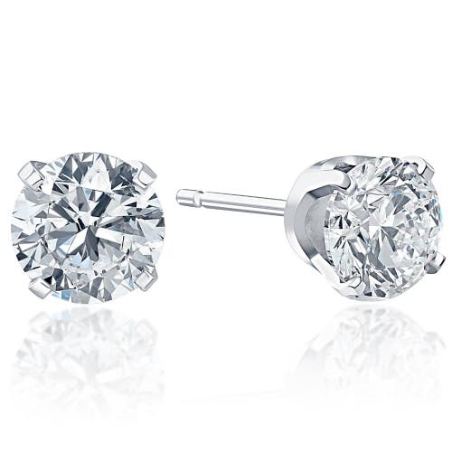 Bliss Diamond 2.00ct Round Brilliant Cut Natural Diamond Stud Earrings 14k Gold Classic Setting In White Gold
