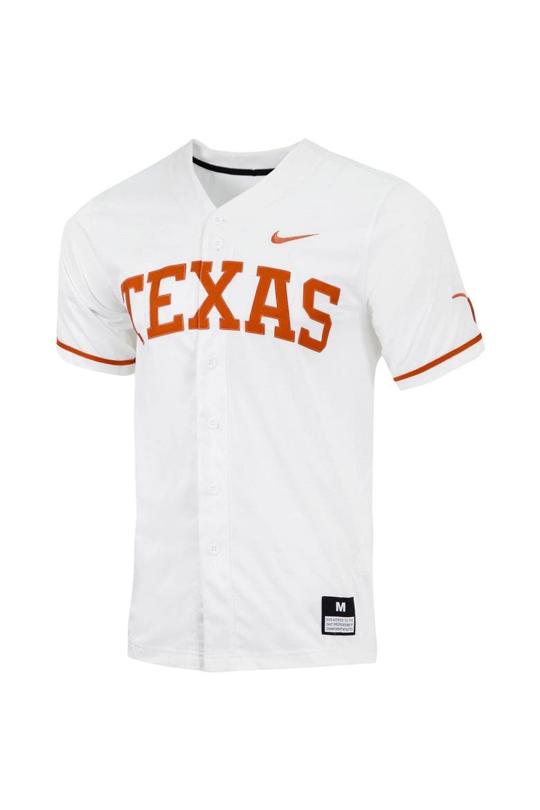Men's Nike White Texas Longhorns Replica Full-Button Baseball Jersey, Alternate, color, White