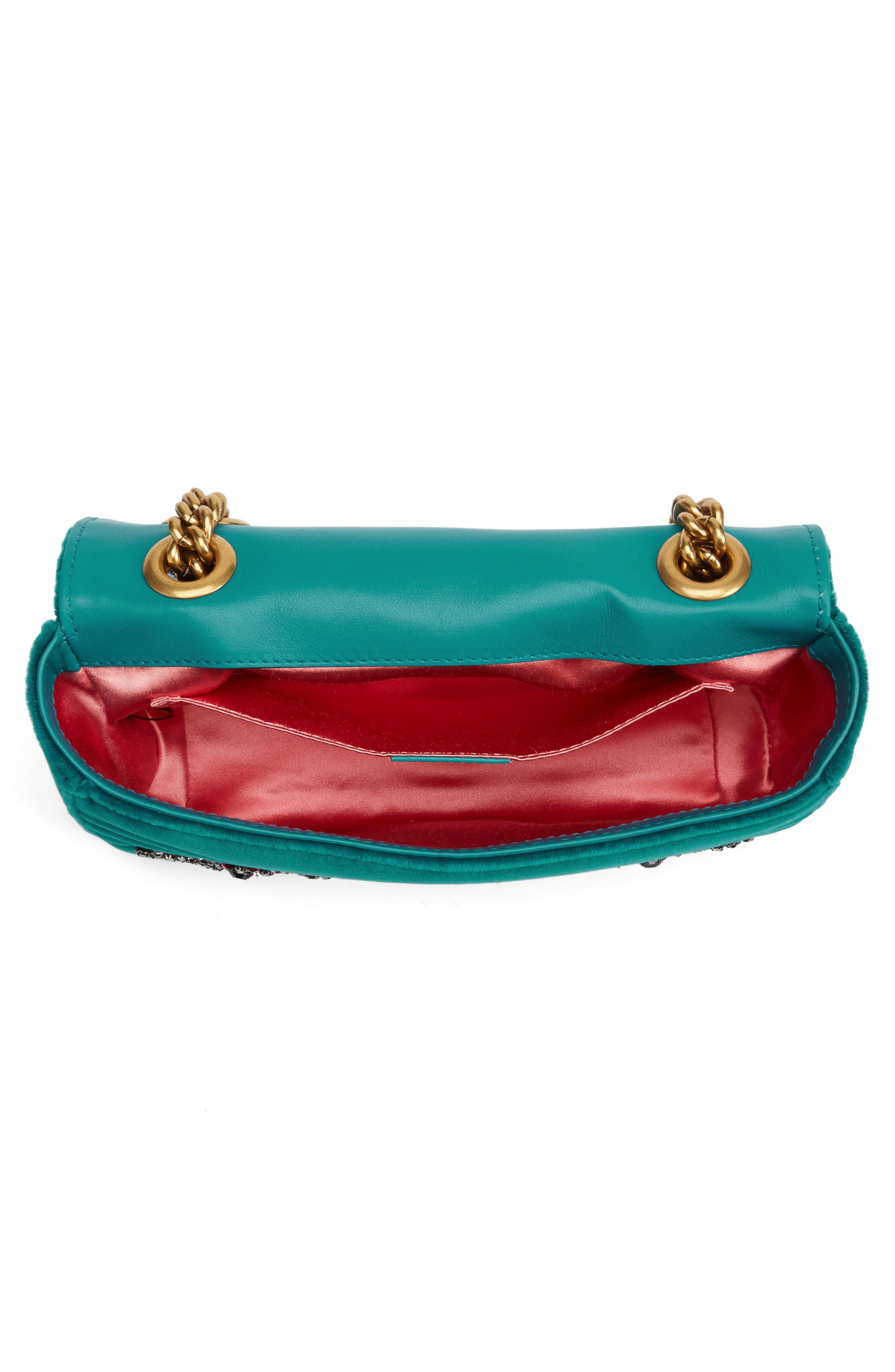 Gucci Mini GG Marmont Matelassé Velvet Shoulder Bag, Alternate, color, 