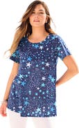 Roaman's Plus Size Ultimate Cotton Crewneck Short Sleeve Swing Tee