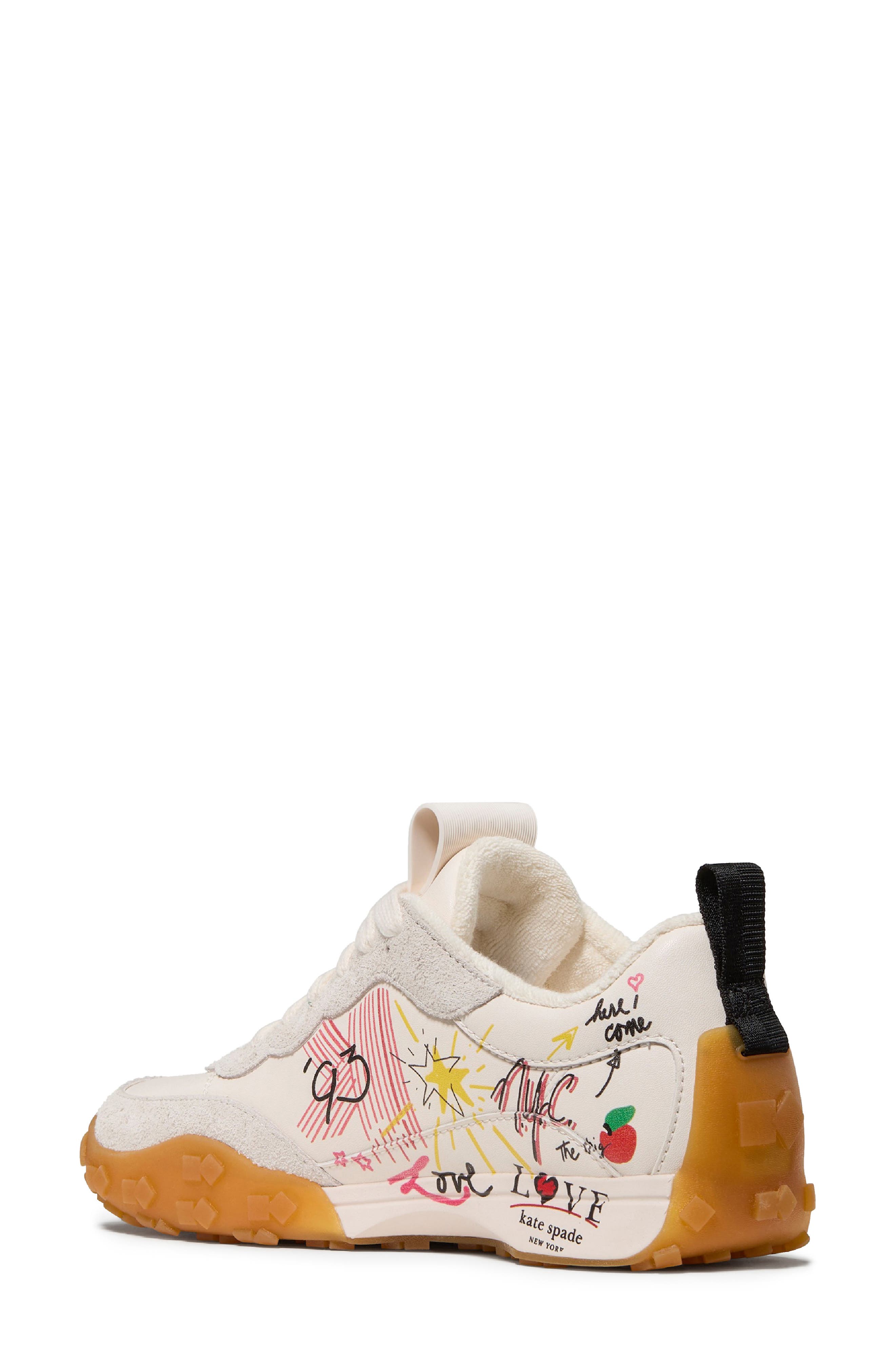 Kate Spade New York k as in kate NYC graffiti sneaker, Alternate, color, Cream Multi
