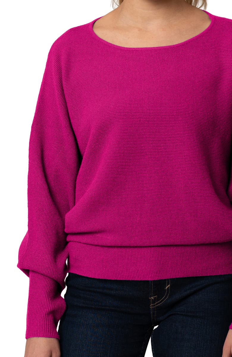 CYRUS Yummy Dolman Waffle Knit Sweater, Alternate, color, Raspberry Rose