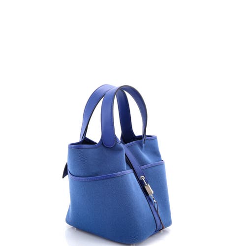 Pre-owned Hermes Hermes Cargo Picotin Lock Bag Canvas And Swift Pm In Blue