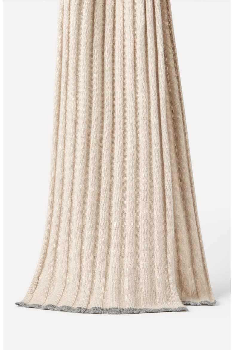 Cashmere rib knit scarf, Alternate, color, Sand