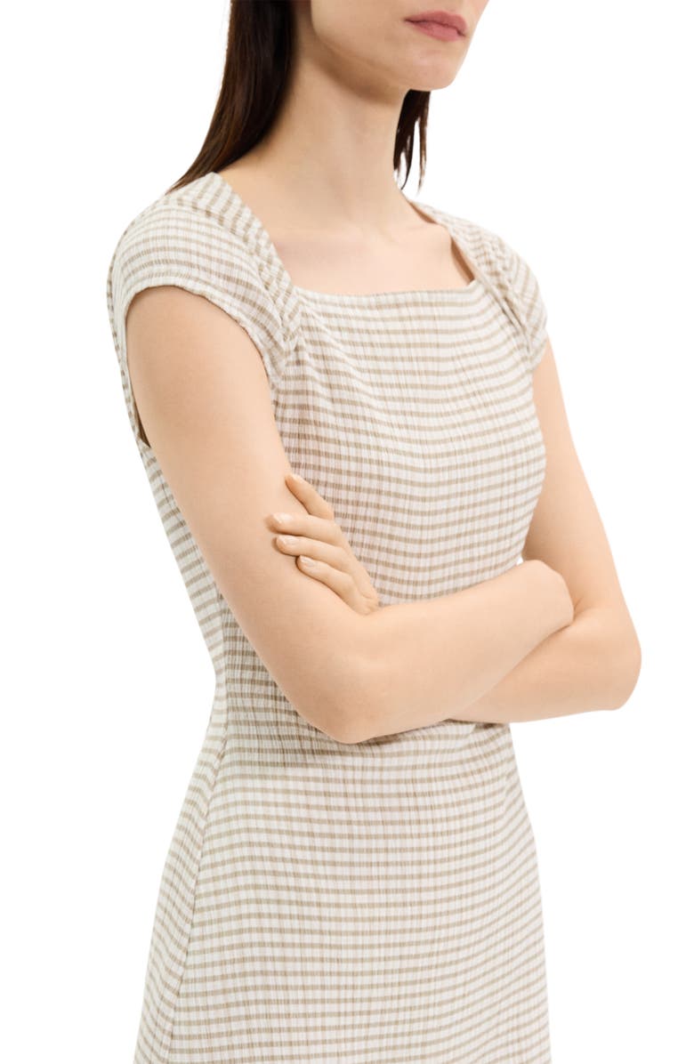 Theory Check Cap Sleeve Minidress, Alternate, color,