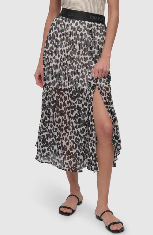 Dkny Print Asymmetric Midi Skirt In Spring Animal Ivory