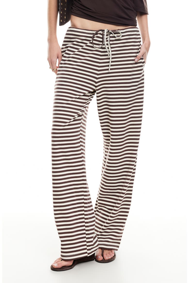Bloom Stripe Pants, Main, color, DARK CHOCOLATE