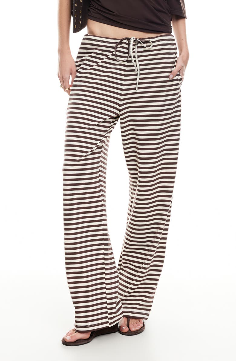 LIONESS Bloom Stripe Pants, Main, color, Dark Chocolate