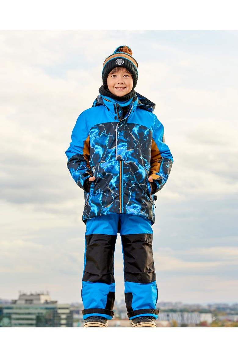 Boy's Two Piece Snowsuit Royal Blue Printed Storm, Alternate, color, Blue Aster