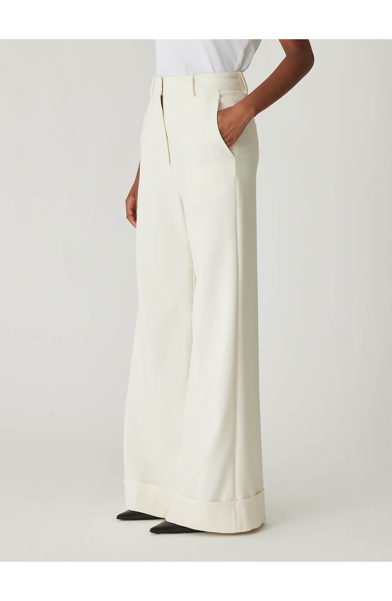 Rebecca Taylor Refined Suiting Wide Leg Trouser, Alternate, color, Cream