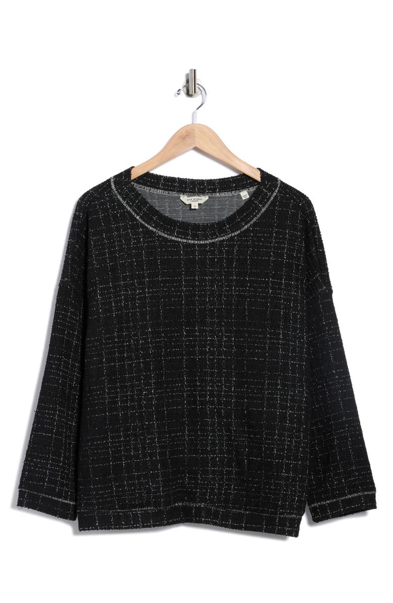 MAX STUDIO Jacquard Crewneck Knit Top, Main, color, Black