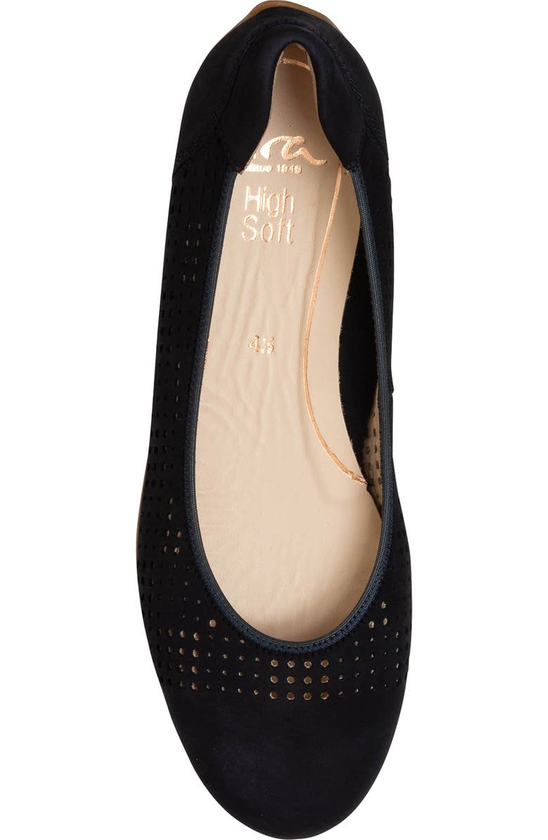 ara Sarah Perf Flat, Alternate, color, Navy