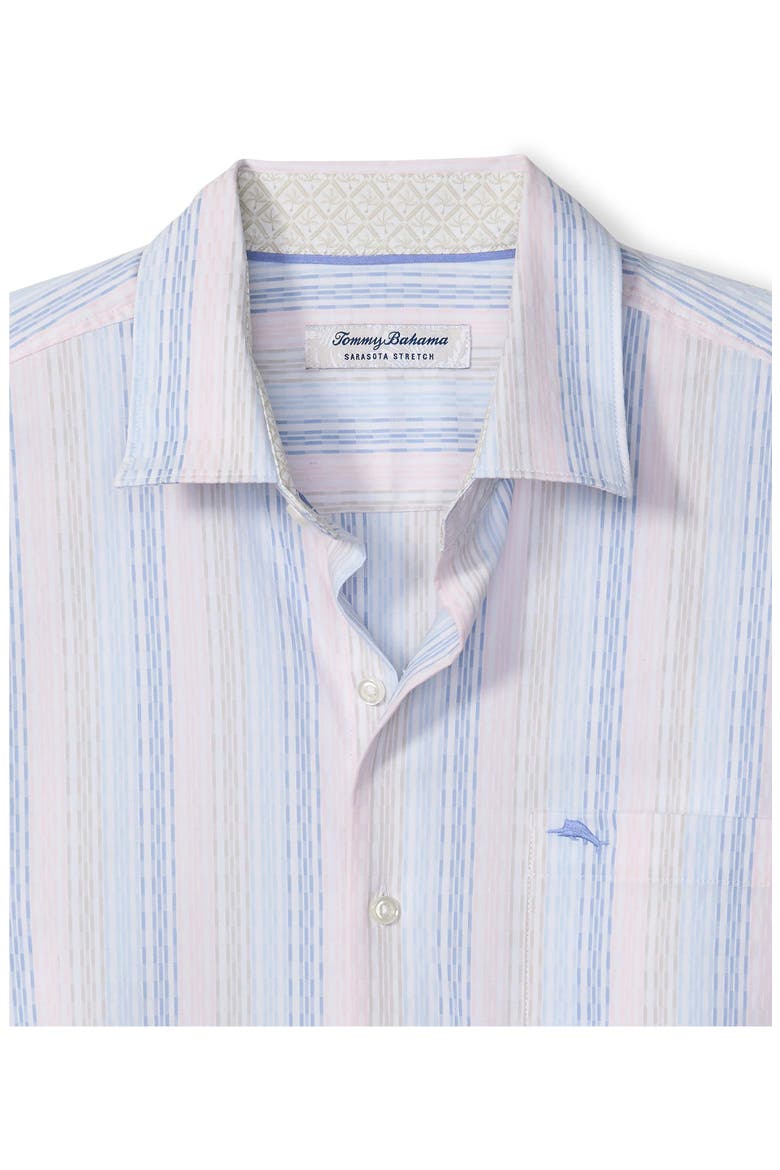 Sarasota Stretch Villa Stripe IslandZone® Button-Up Shirt, Alternate, color, DEW DROP