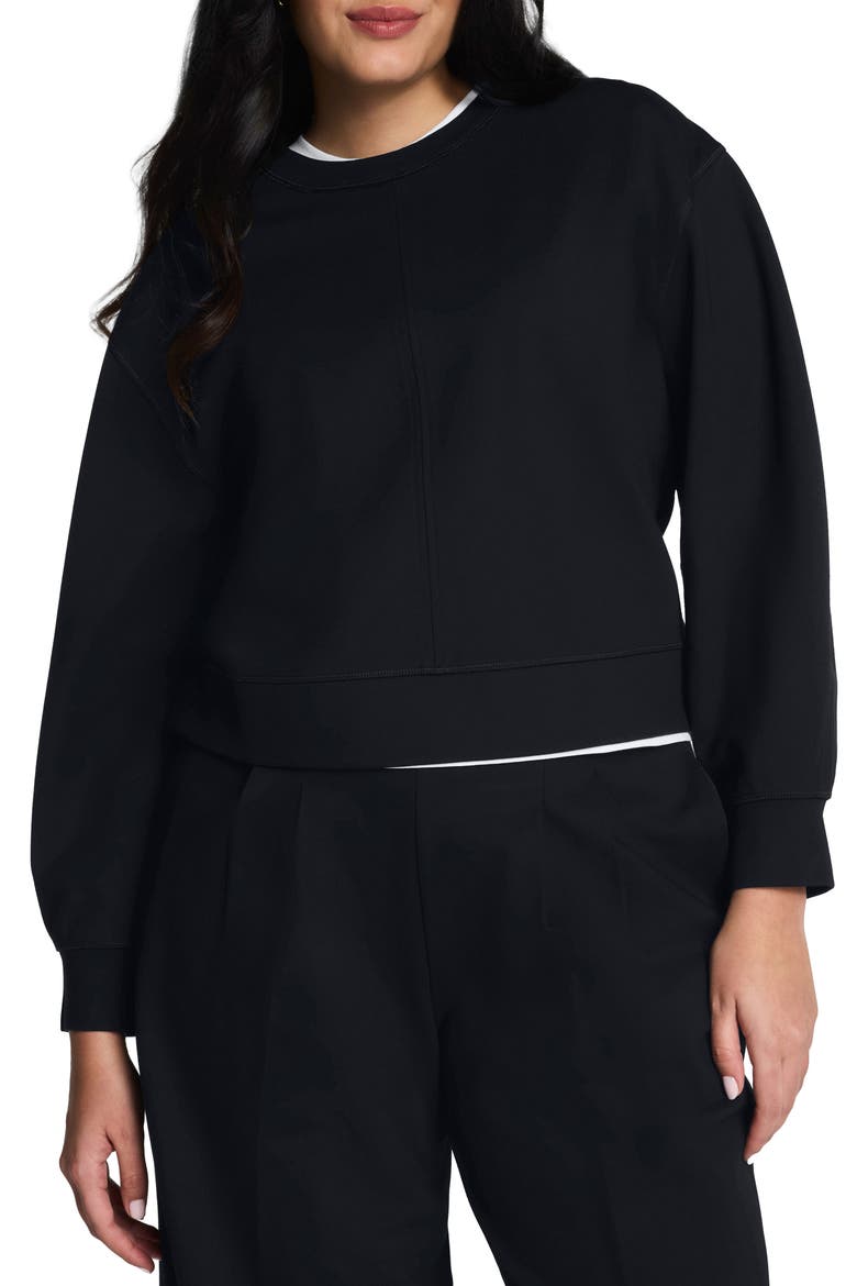 Crewneck Ponte Sweatshirt, Main, color, CLASSIC BLACK