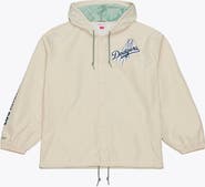 Mitchell & Ness Men's Mitchell & Ness Fernando Valenzuela Cream Los Angeles Dodgers Full-Snap Yacht Rock Name & Number Hooded Coach's Jacket