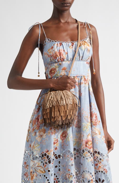Zimmermann Fringe Leather Crossbody Bag In Brown
