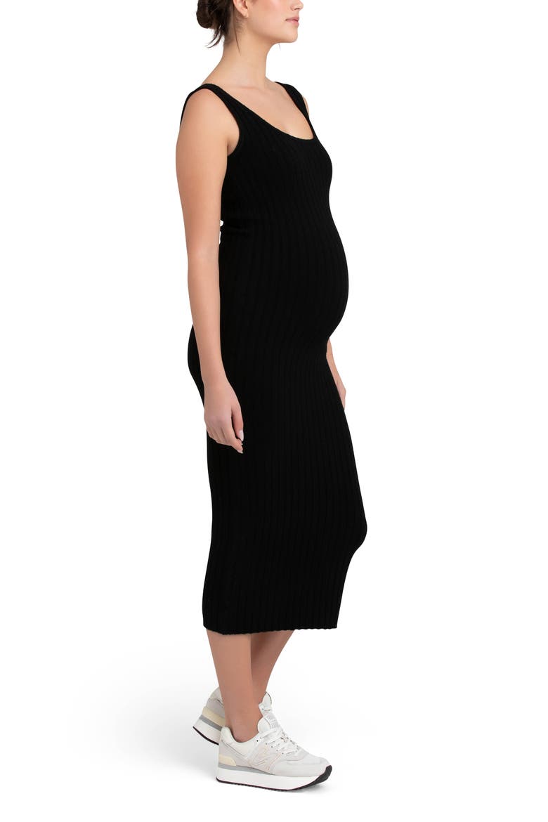 Faye Rib Maternity Dress, Alternate, color, BLACK