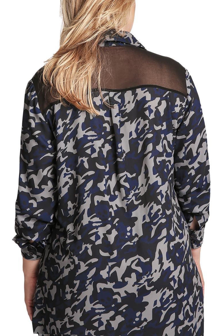 Camo Chiffon Long Sleeve Shirtdress, Alternate, color, MIDNIGHT CAMO