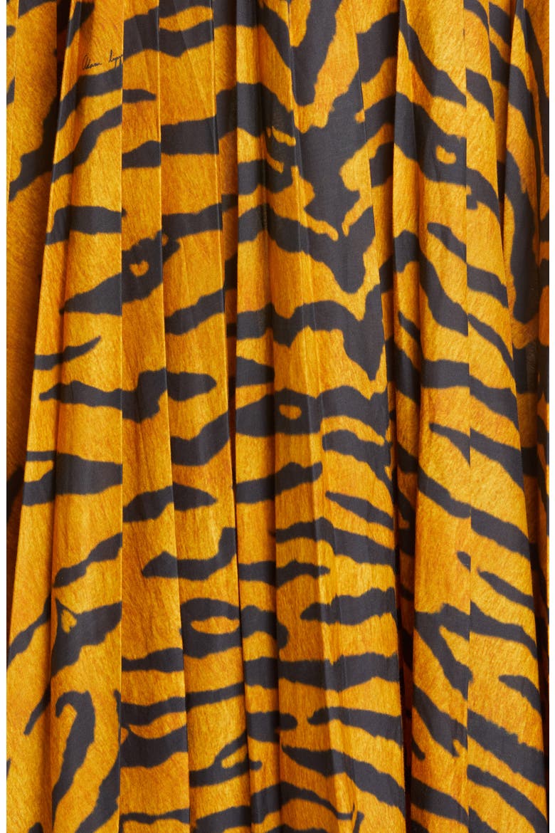 Pleated Tiger Print Voile Midi Skirt, Alternate, color, TIGER