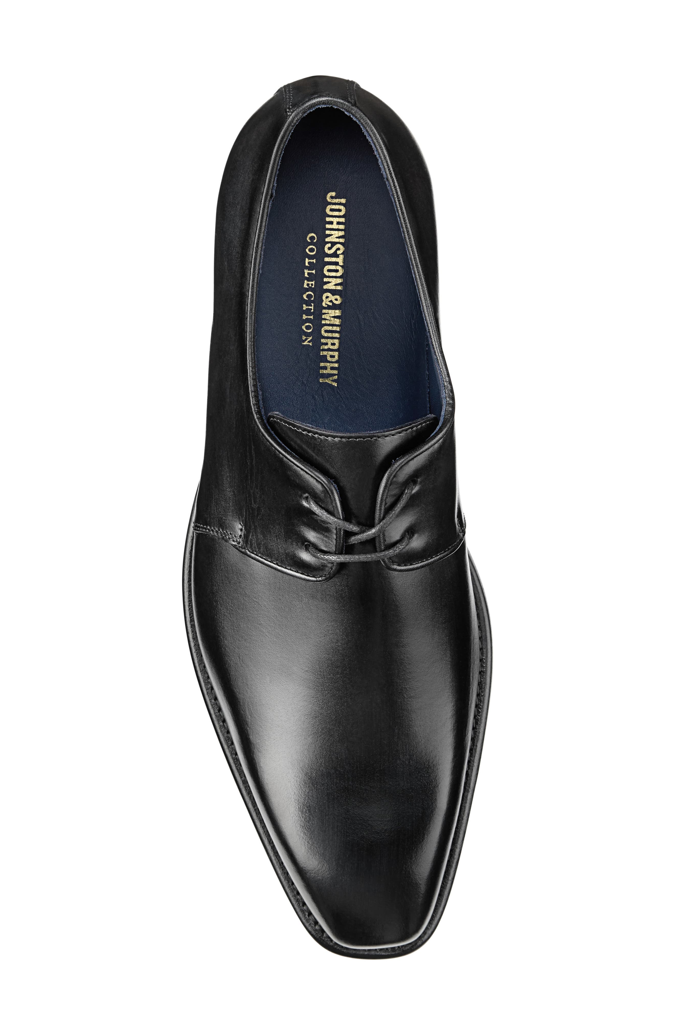Johnston & Murphy Larson Plain Toe Derby, Alternate, color, Black Italian Calfskin