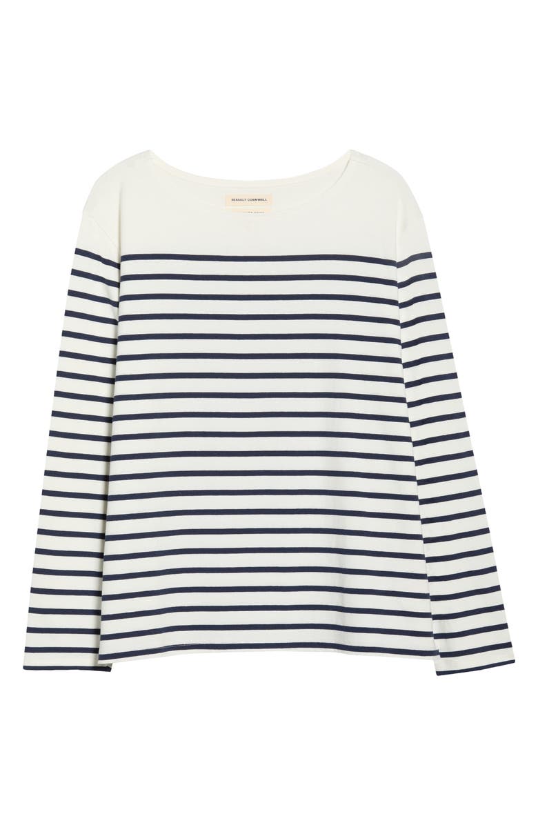 Seasalt Cornwall Sailor Stripe Long Sleeve Organic Cotton T-Shirt, Alternate, color, Falmouth Breton Chalk Maritime